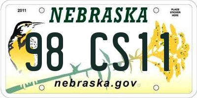 NE license plate 98CS11