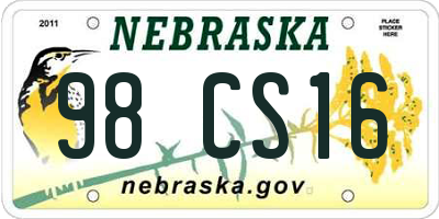 NE license plate 98CS16