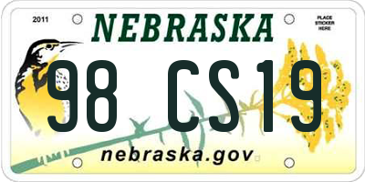 NE license plate 98CS19