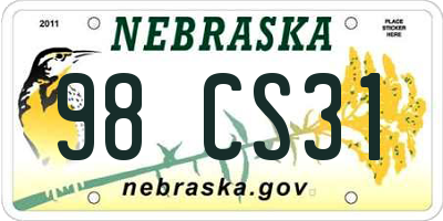NE license plate 98CS31