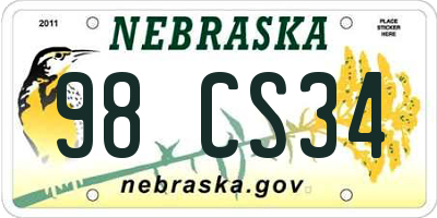NE license plate 98CS34