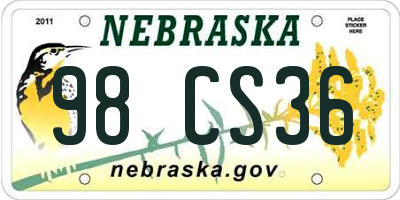 NE license plate 98CS36