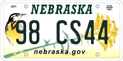 NE license plate 98CS44