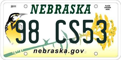 NE license plate 98CS53