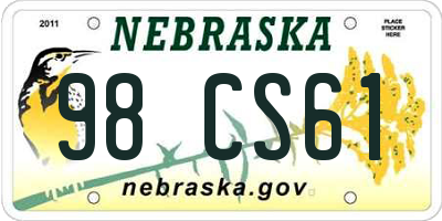 NE license plate 98CS61