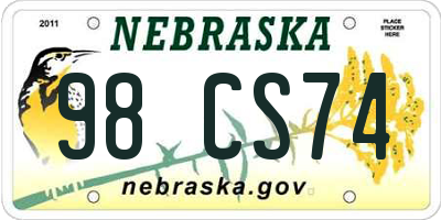 NE license plate 98CS74