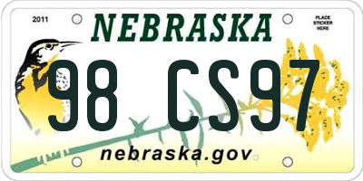 NE license plate 98CS97