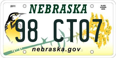 NE license plate 98CT07