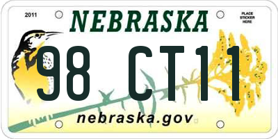 NE license plate 98CT11