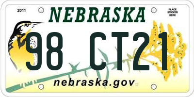 NE license plate 98CT21