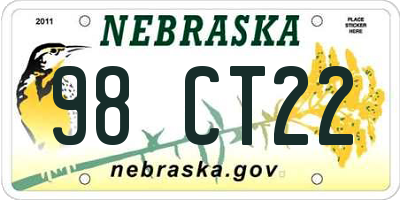 NE license plate 98CT22