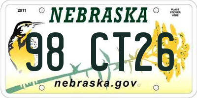 NE license plate 98CT26