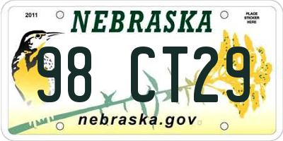 NE license plate 98CT29