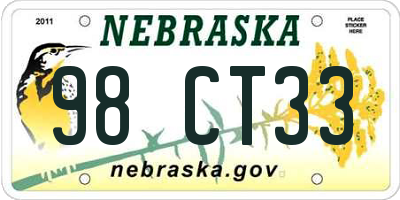 NE license plate 98CT33