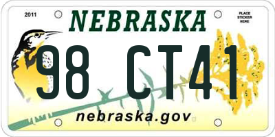 NE license plate 98CT41