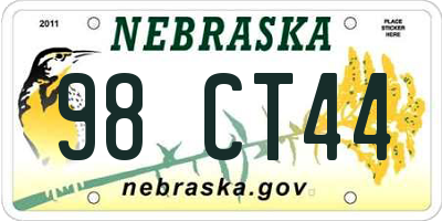 NE license plate 98CT44