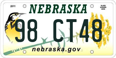 NE license plate 98CT48