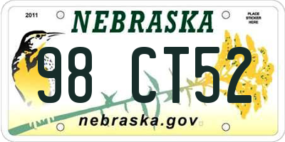 NE license plate 98CT52
