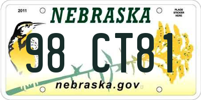 NE license plate 98CT81