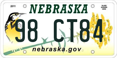 NE license plate 98CT84