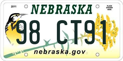 NE license plate 98CT91