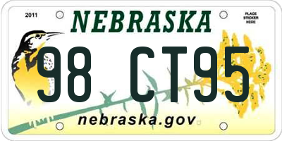 NE license plate 98CT95