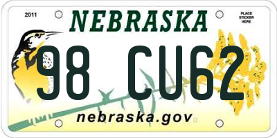 NE license plate 98CU62
