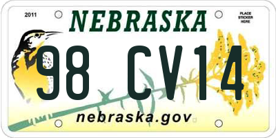 NE license plate 98CV14