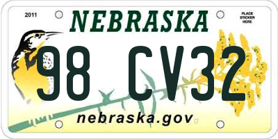 NE license plate 98CV32