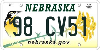 NE license plate 98CV51
