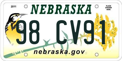 NE license plate 98CV91