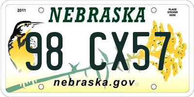NE license plate 98CX57