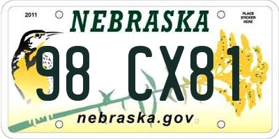 NE license plate 98CX81