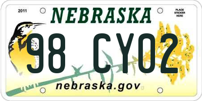 NE license plate 98CY02