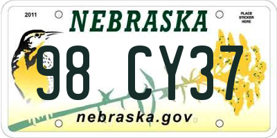 NE license plate 98CY37