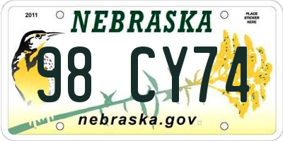 NE license plate 98CY74
