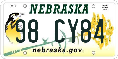 NE license plate 98CY84
