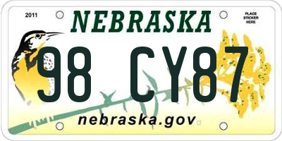NE license plate 98CY87