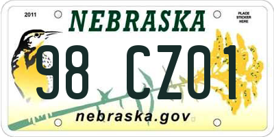 NE license plate 98CZ01