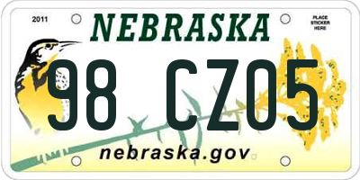 NE license plate 98CZ05