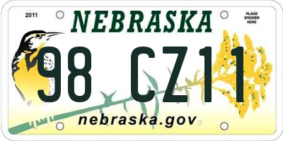 NE license plate 98CZ11