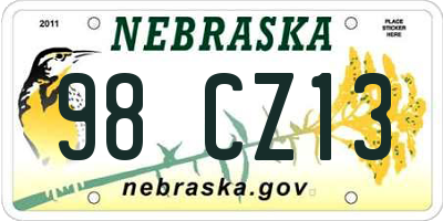 NE license plate 98CZ13