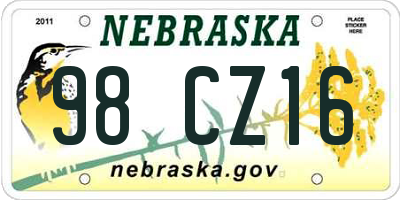 NE license plate 98CZ16