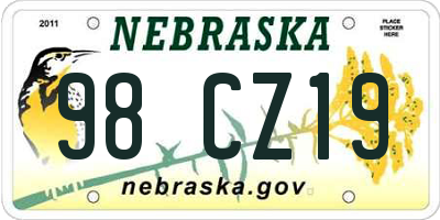 NE license plate 98CZ19