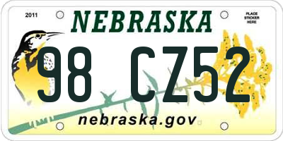 NE license plate 98CZ52