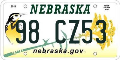 NE license plate 98CZ53