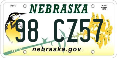 NE license plate 98CZ57