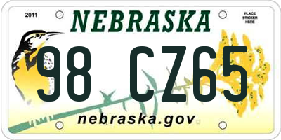NE license plate 98CZ65