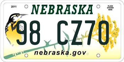 NE license plate 98CZ70