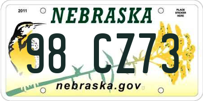 NE license plate 98CZ73